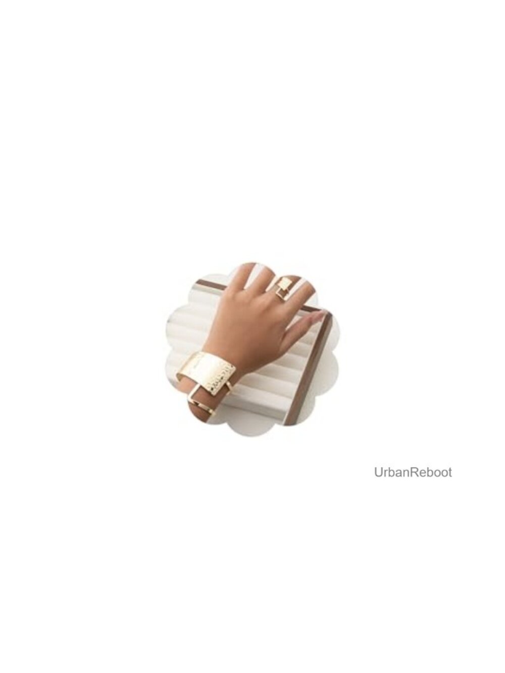 Chunky Hammered Bangle Ring Set for Women - Adjustable Open Cuff Bracelet &